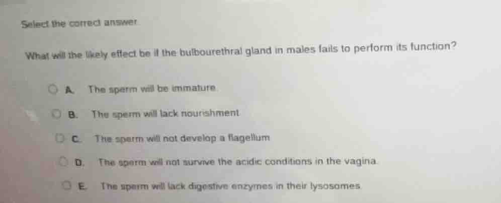 select the correct answer. what will the likely effect be if the bulbou…