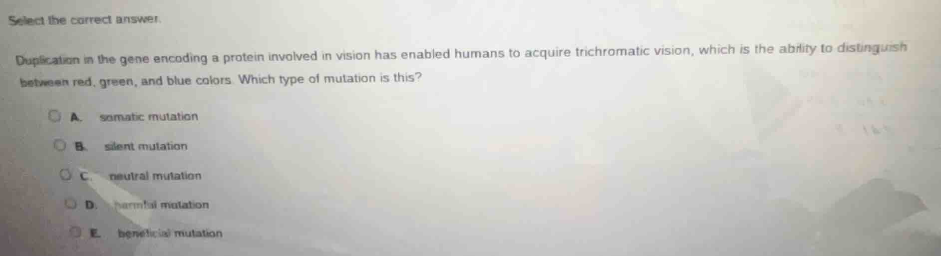 select the correct answer. duplication in the gene encoding a protein i…