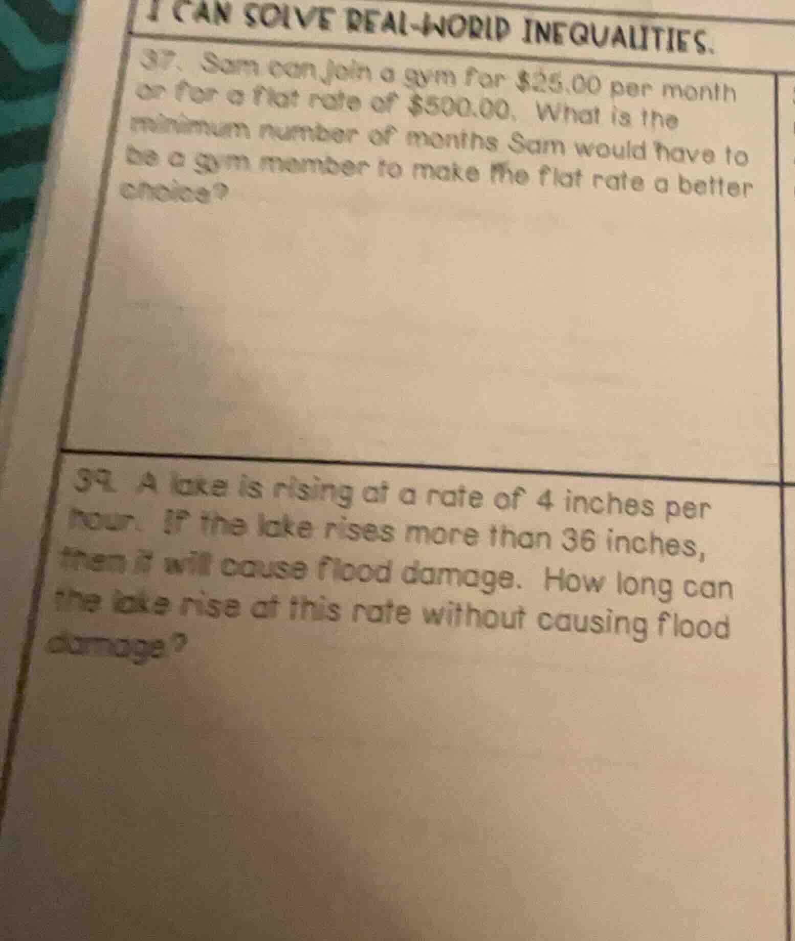 i can solve real - world inequalities. 37. sam can join a gym for $25.0…