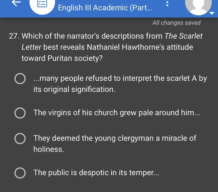 27. which of the narrators descriptions from the scarlet letter best re…