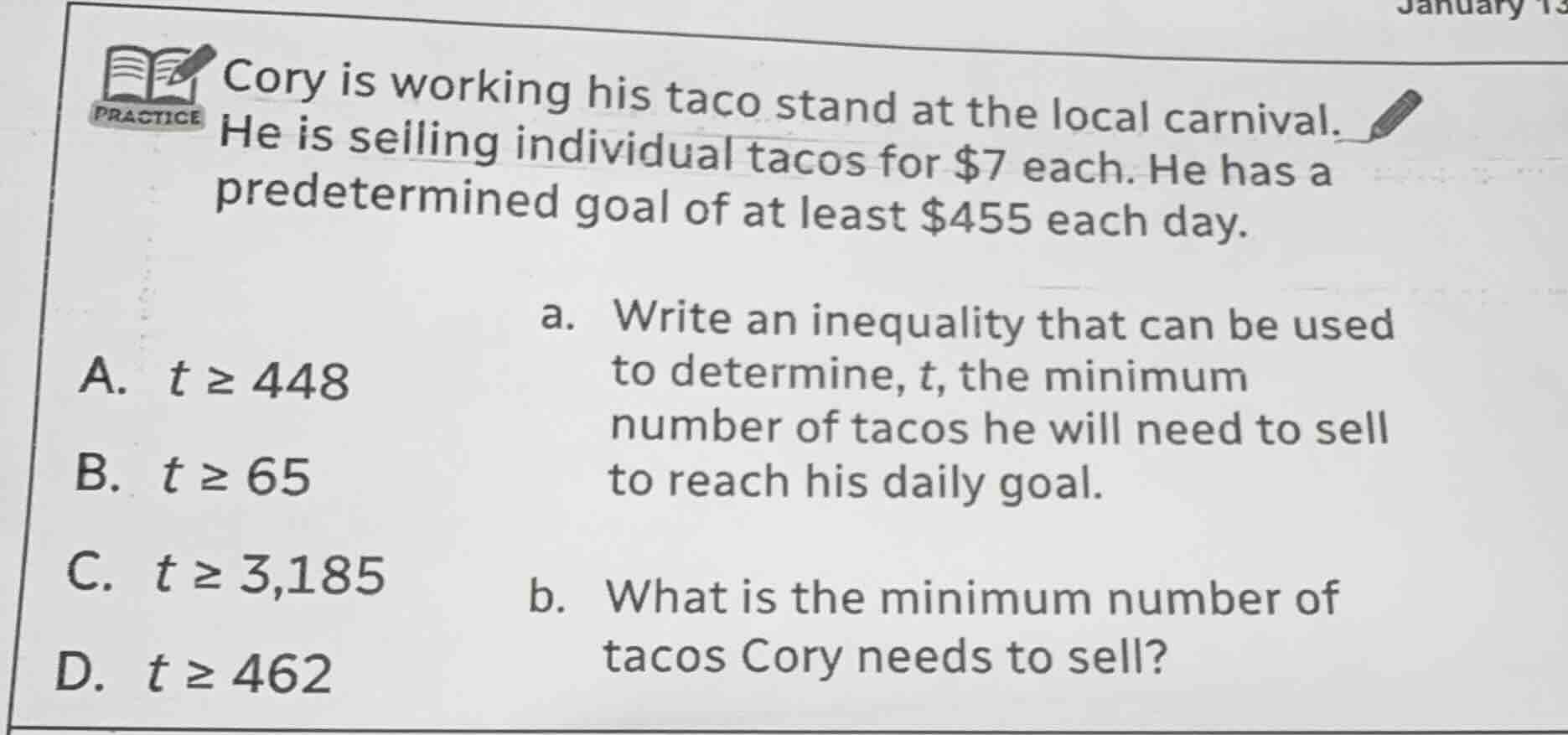 cory is working his taco stand at the local carnival. he is selling ind…