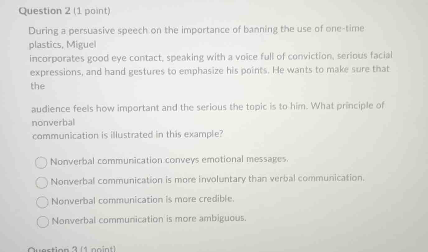 question 2 (1 point) during a persuasive speech on the importance of ba…