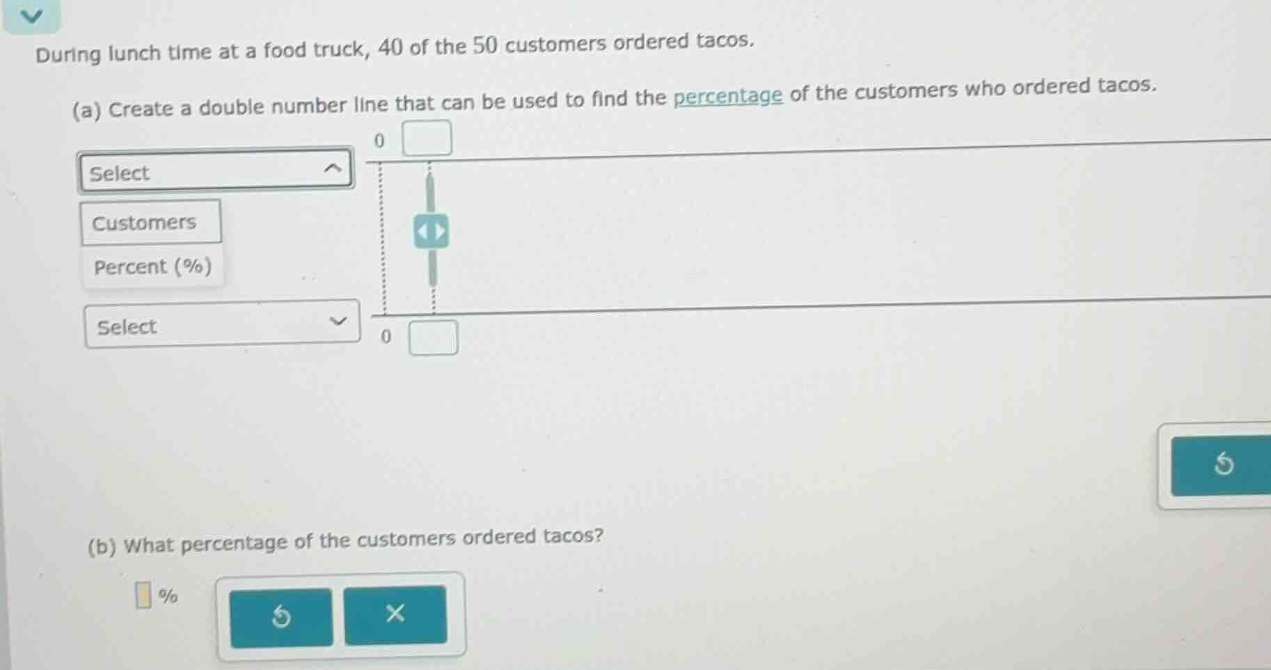 during lunch time at a food truck, 40 of the 50 customers ordered tacos…