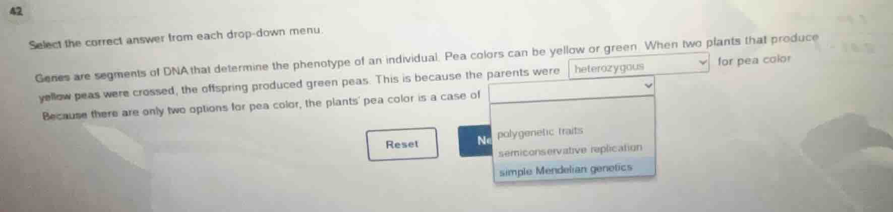 select the correct answer from each drop - down menu. genes are segment…