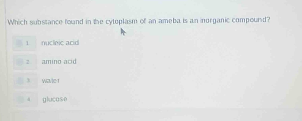 which substance found in the cytoplasm of an ameba is an inorganic comp…