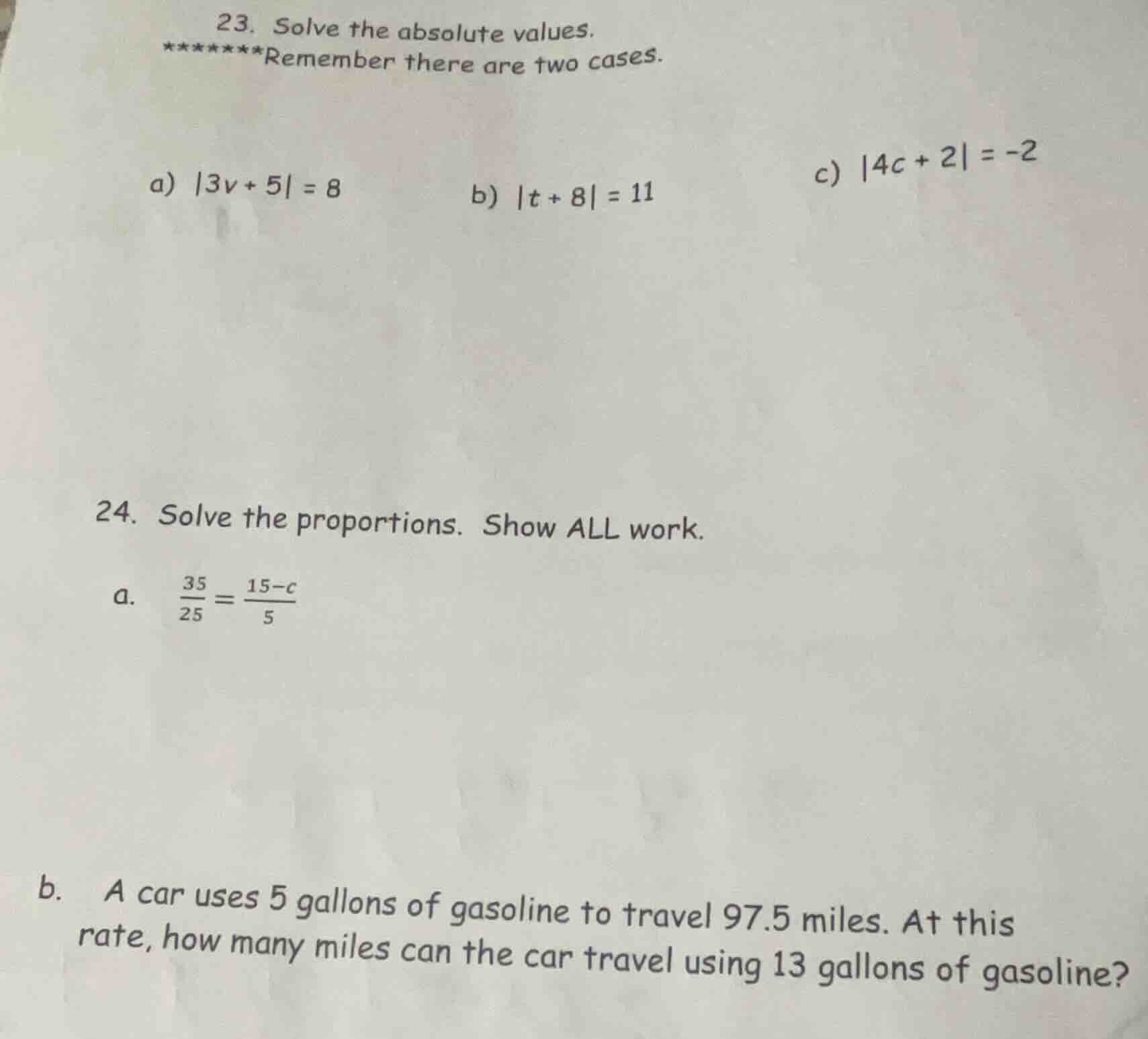 23. solve the absolute values. ******remember there are two cases. a) |…
