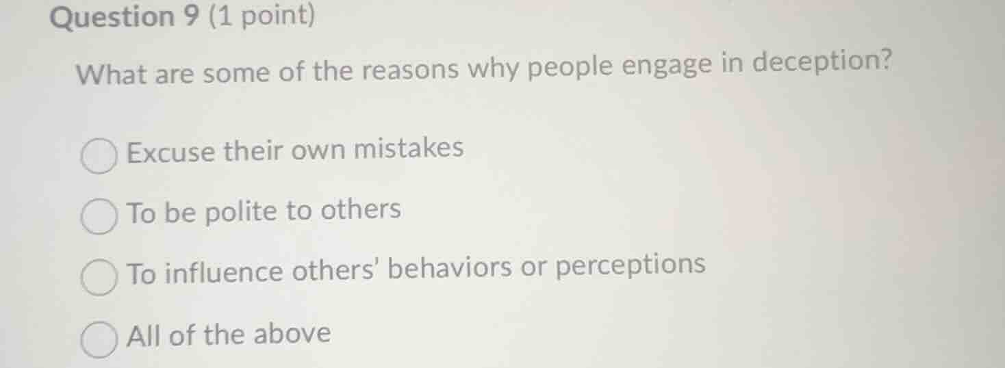 question 9 (1 point) what are some of the reasons why people engage in …