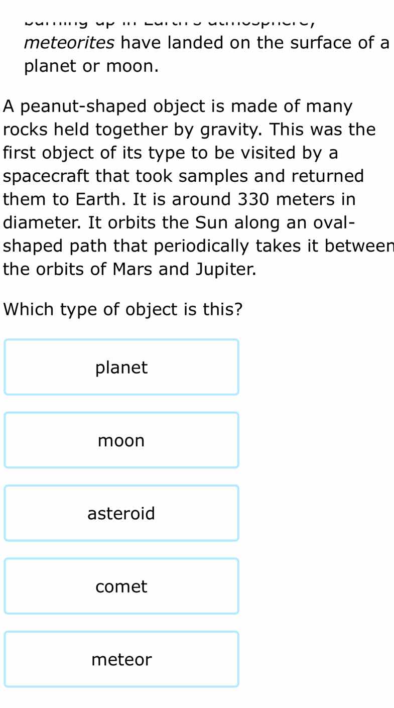 meteorites have landed on the surface of a planet or moon. a peanut - s…