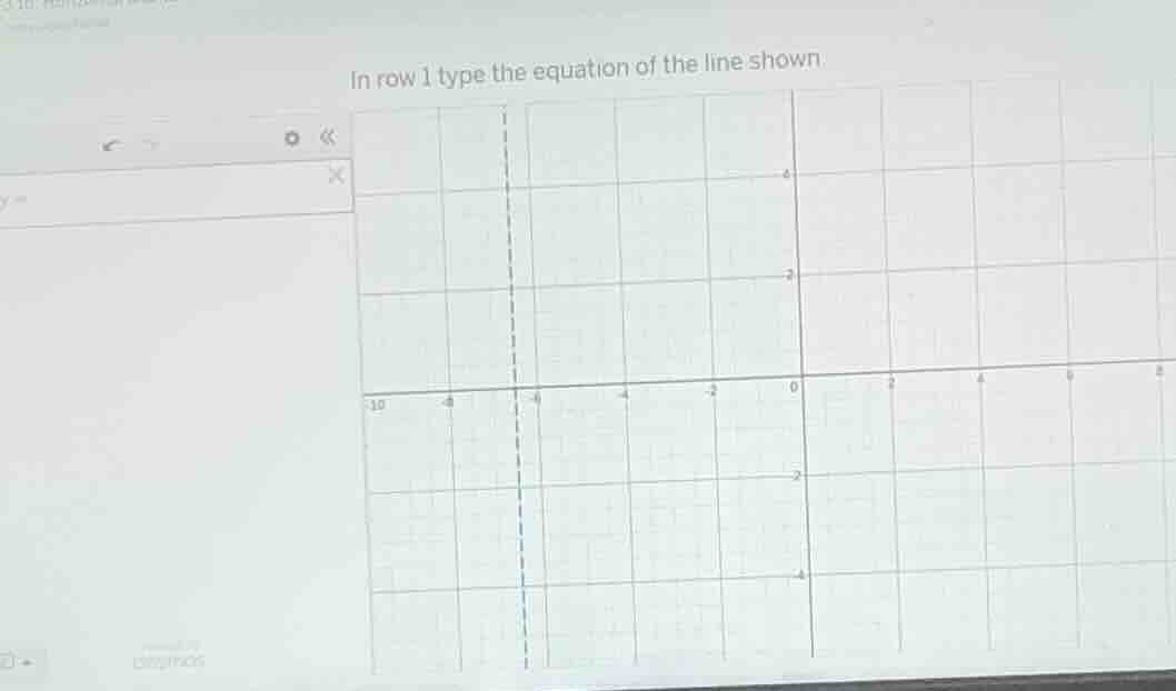 in row 1 type the equation of the line shown