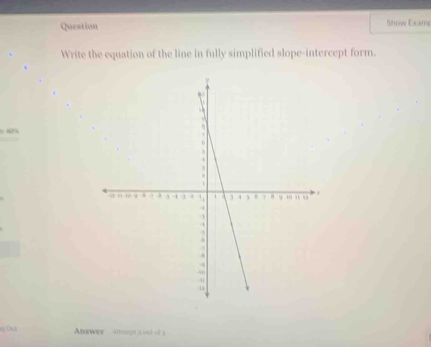 question write the equation of the line in fully simplified slope - int…