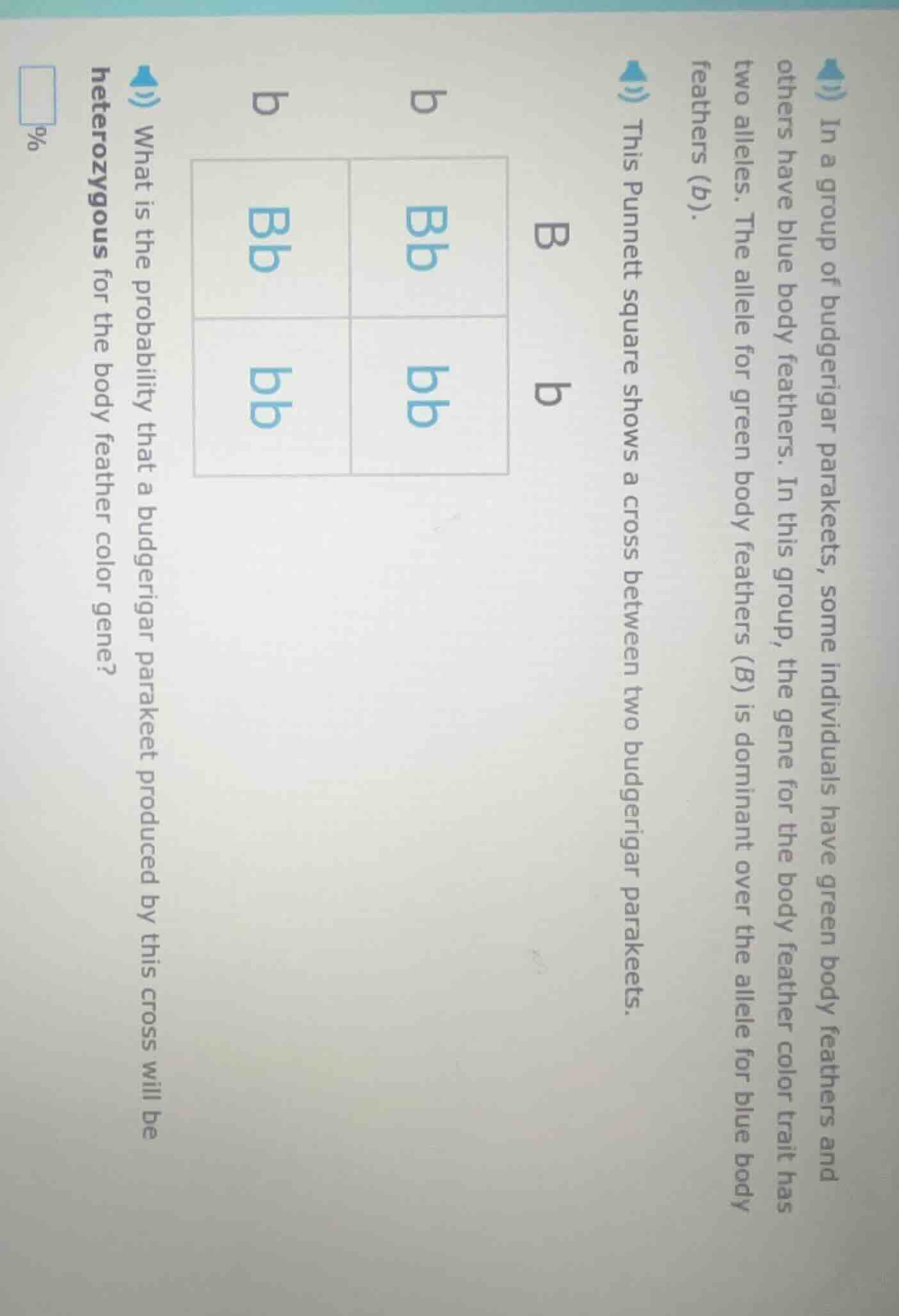 in a group of budgerigar parakeets, some individuals have green body fe…