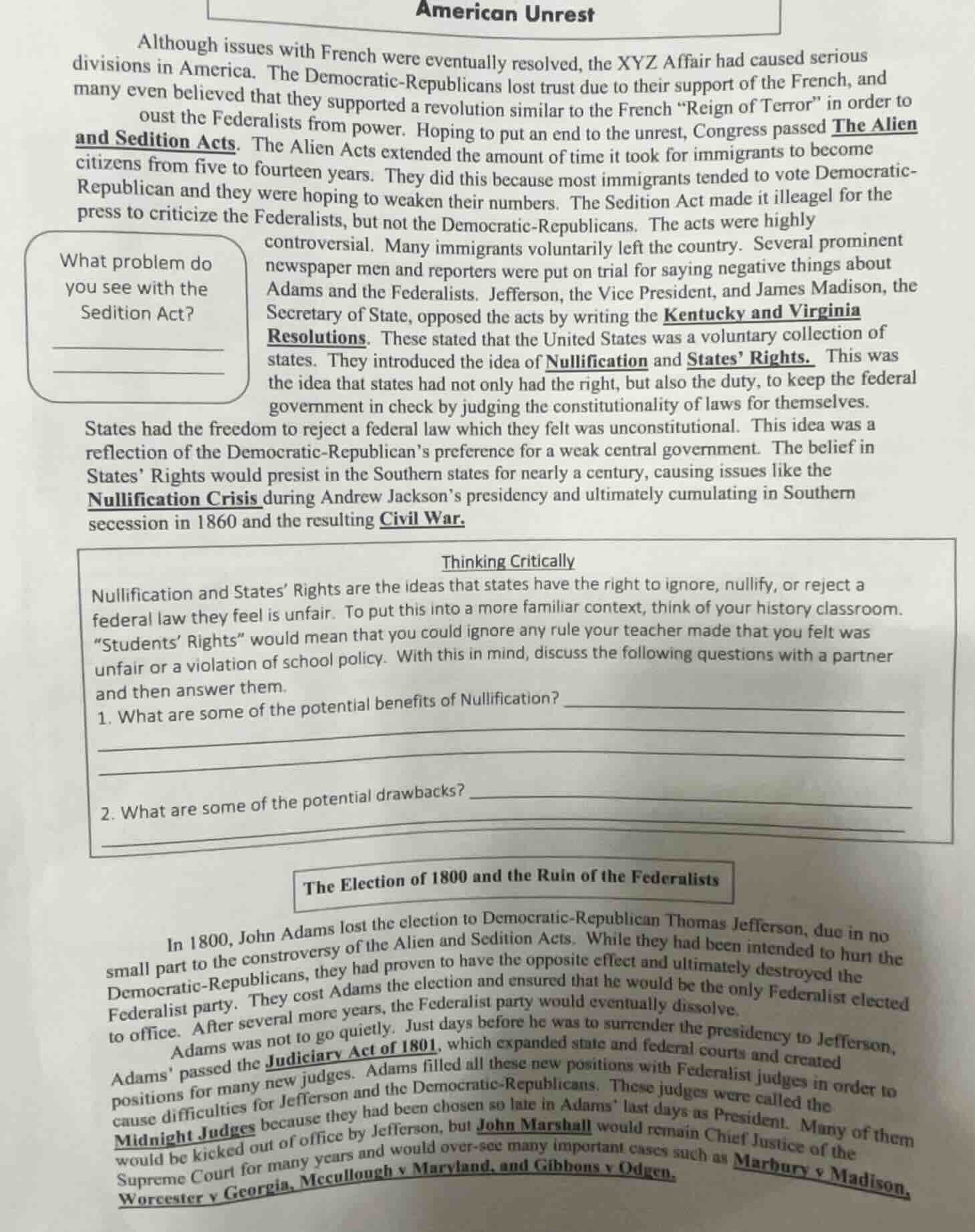 american unrest although issues with french were eventually resolved, t…