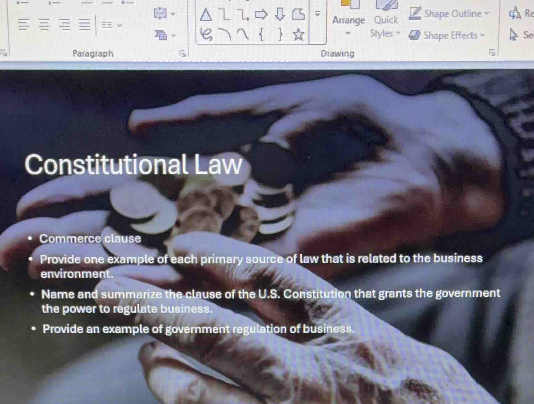 constitutional law - commerce clause - provide one example of each prim…