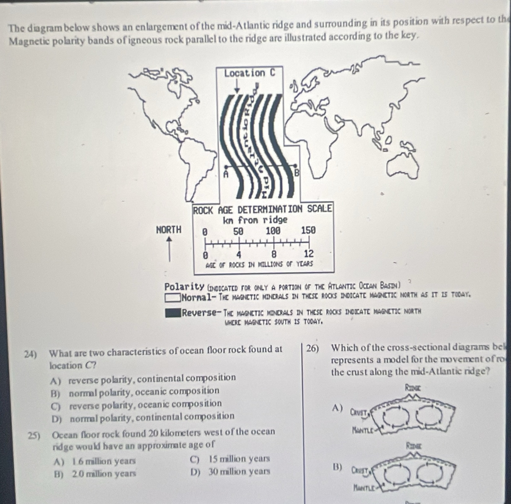 the diagram below shows an enlargement of the mid - atlantic ridge and …
