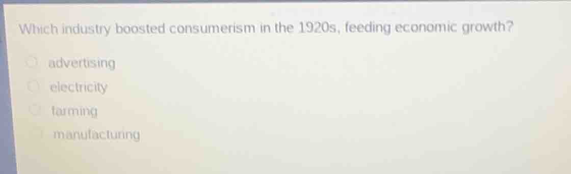 which industry boosted consumerism in the 1920s, feeding economic growt…