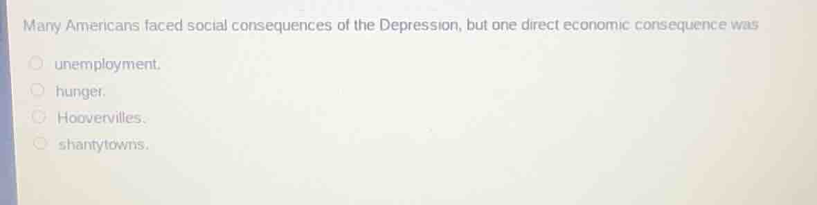 many americans faced social consequences of the depression, but one dir…