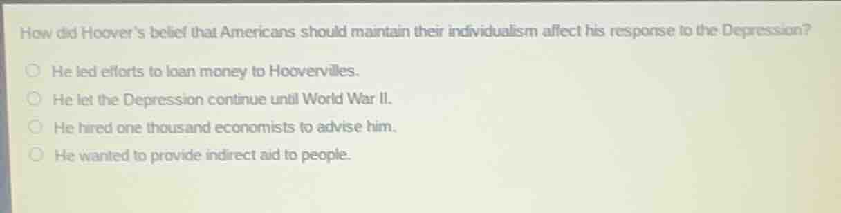how did hoovers belief that americans should maintain their individuali…
