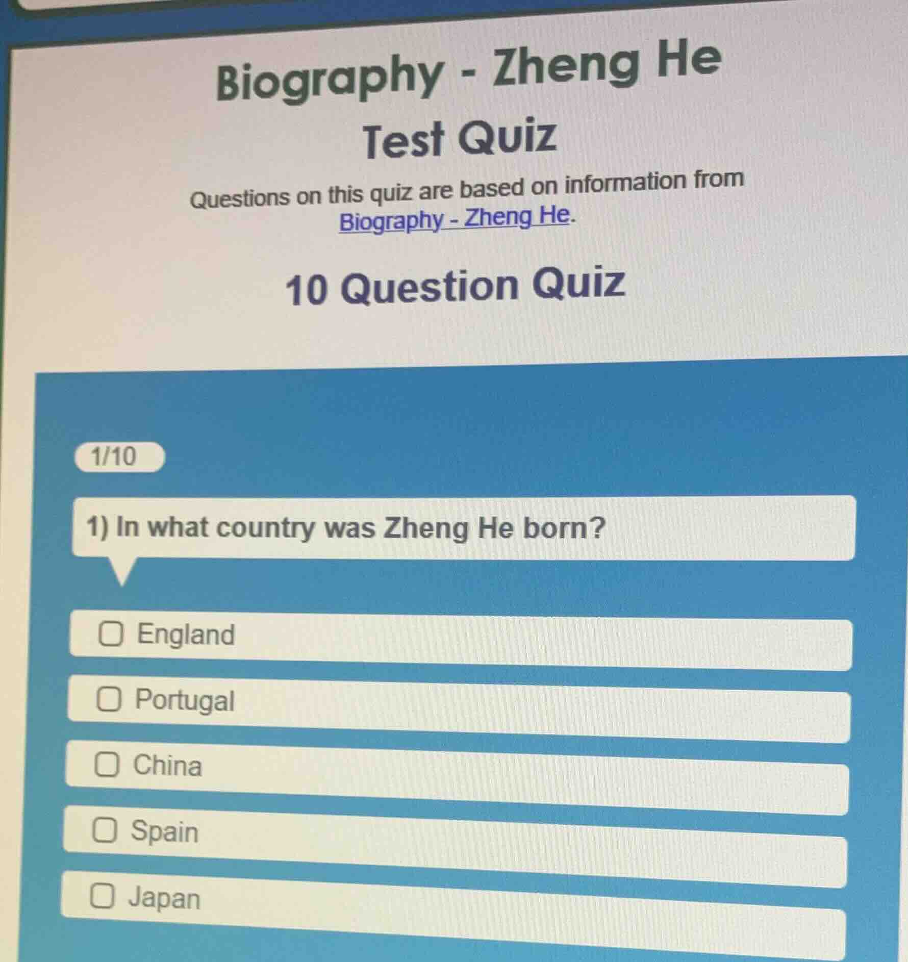 biography - zheng he test quiz questions on this quiz are based on info…
