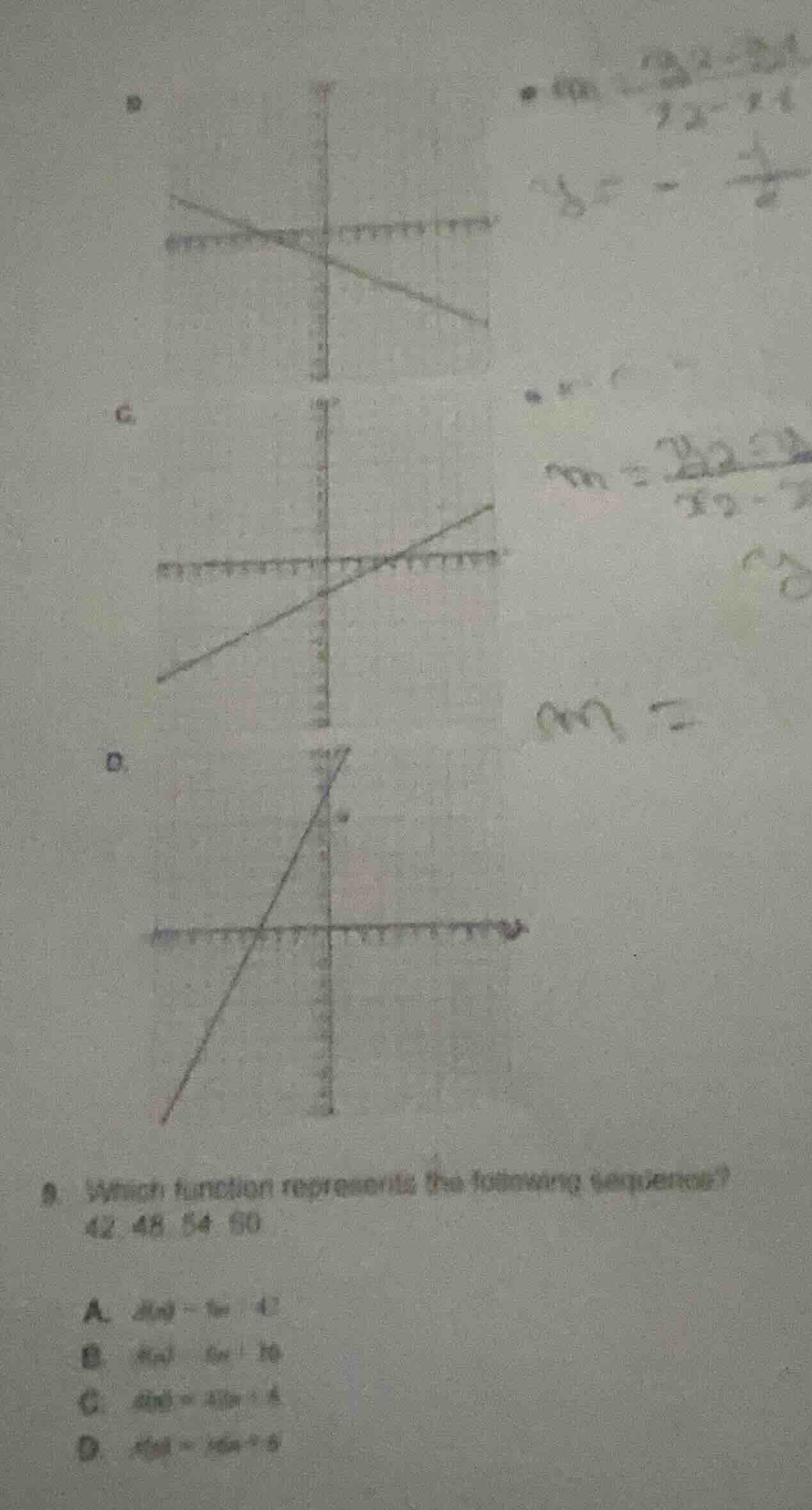 9. which function represents the following sequence? 42, 48, 54, 60 a. …