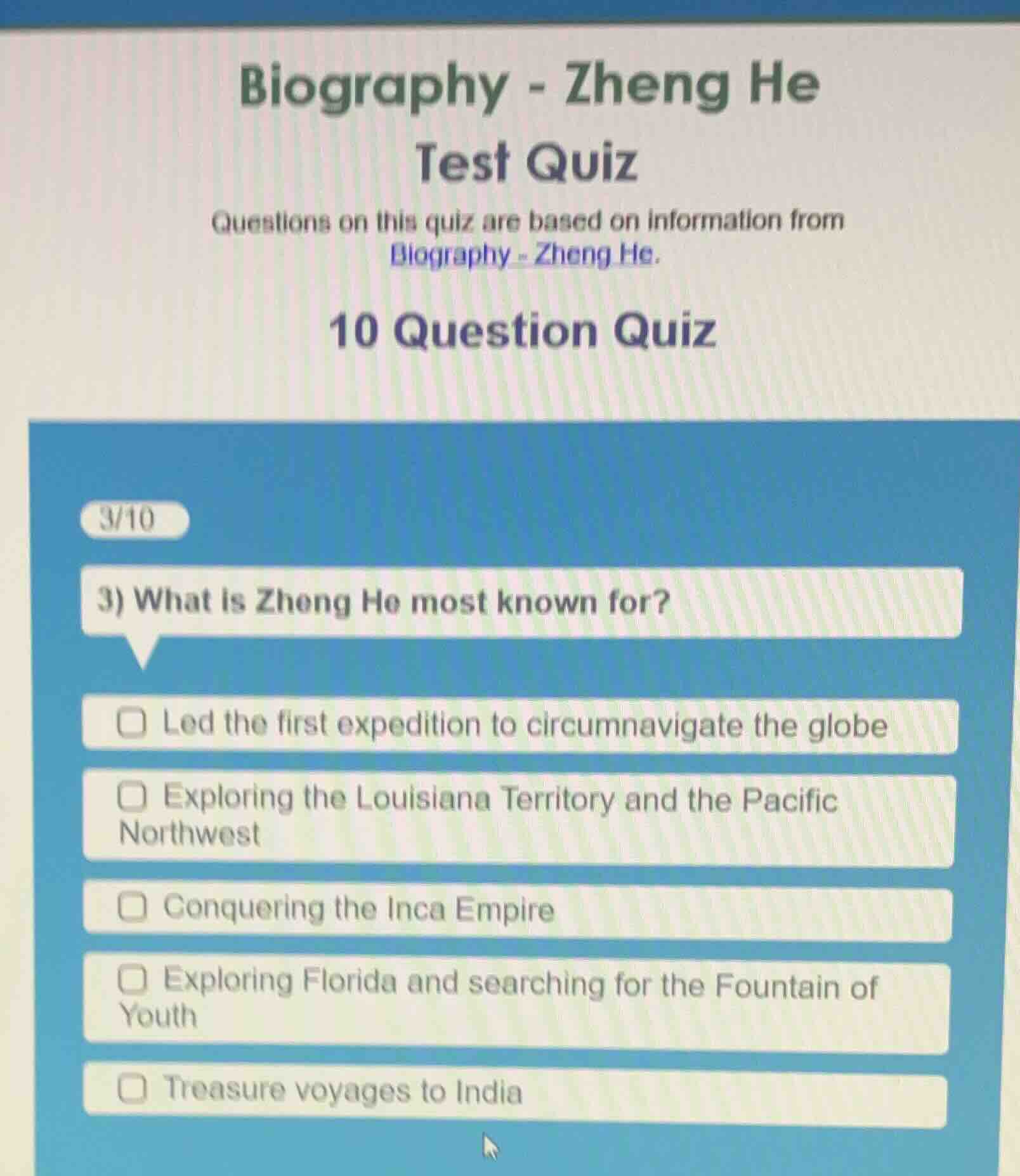 biography - zheng he test quiz questions on this quiz are based on info…