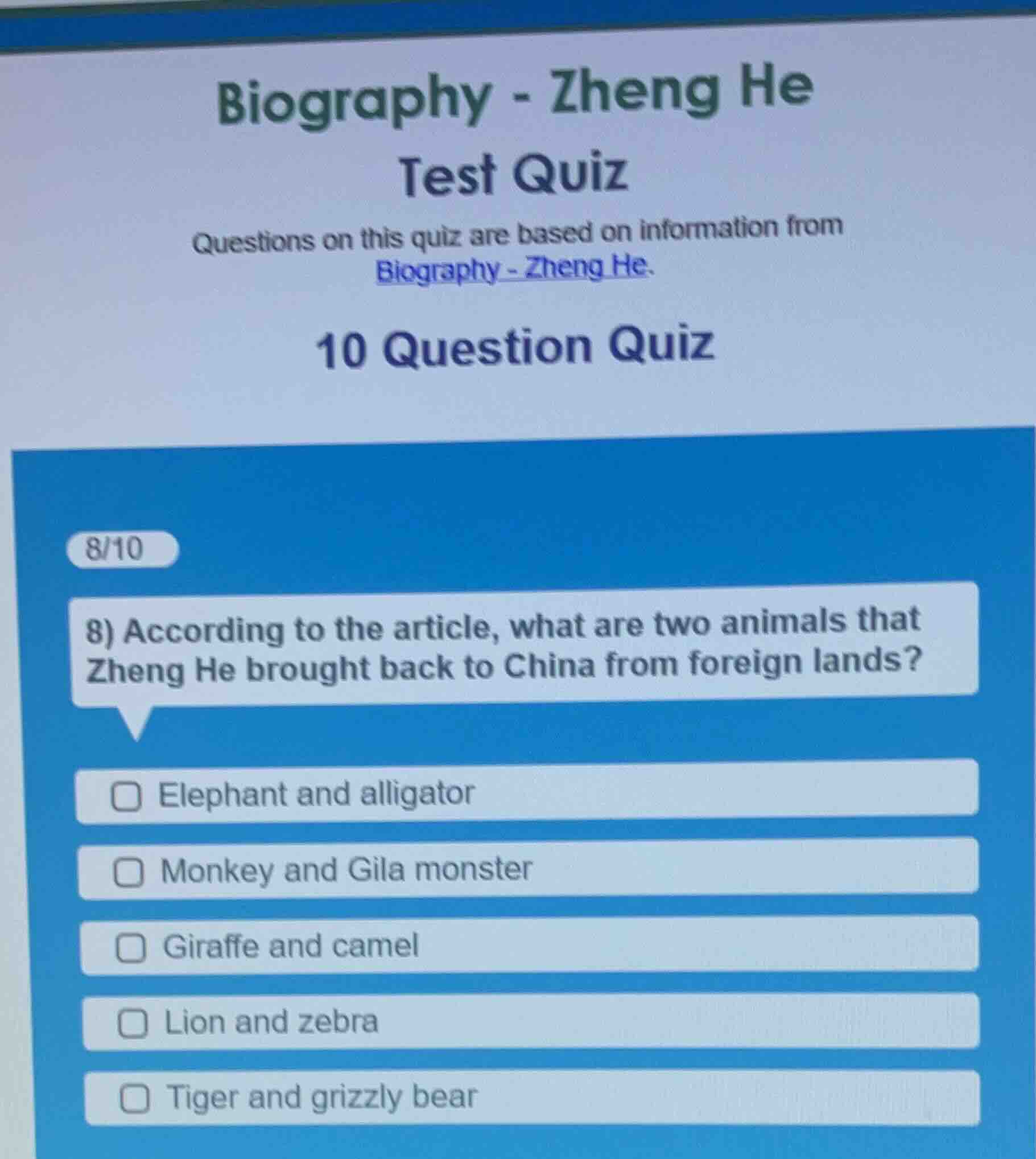biography - zheng he test quiz questions on this quiz are based on info…