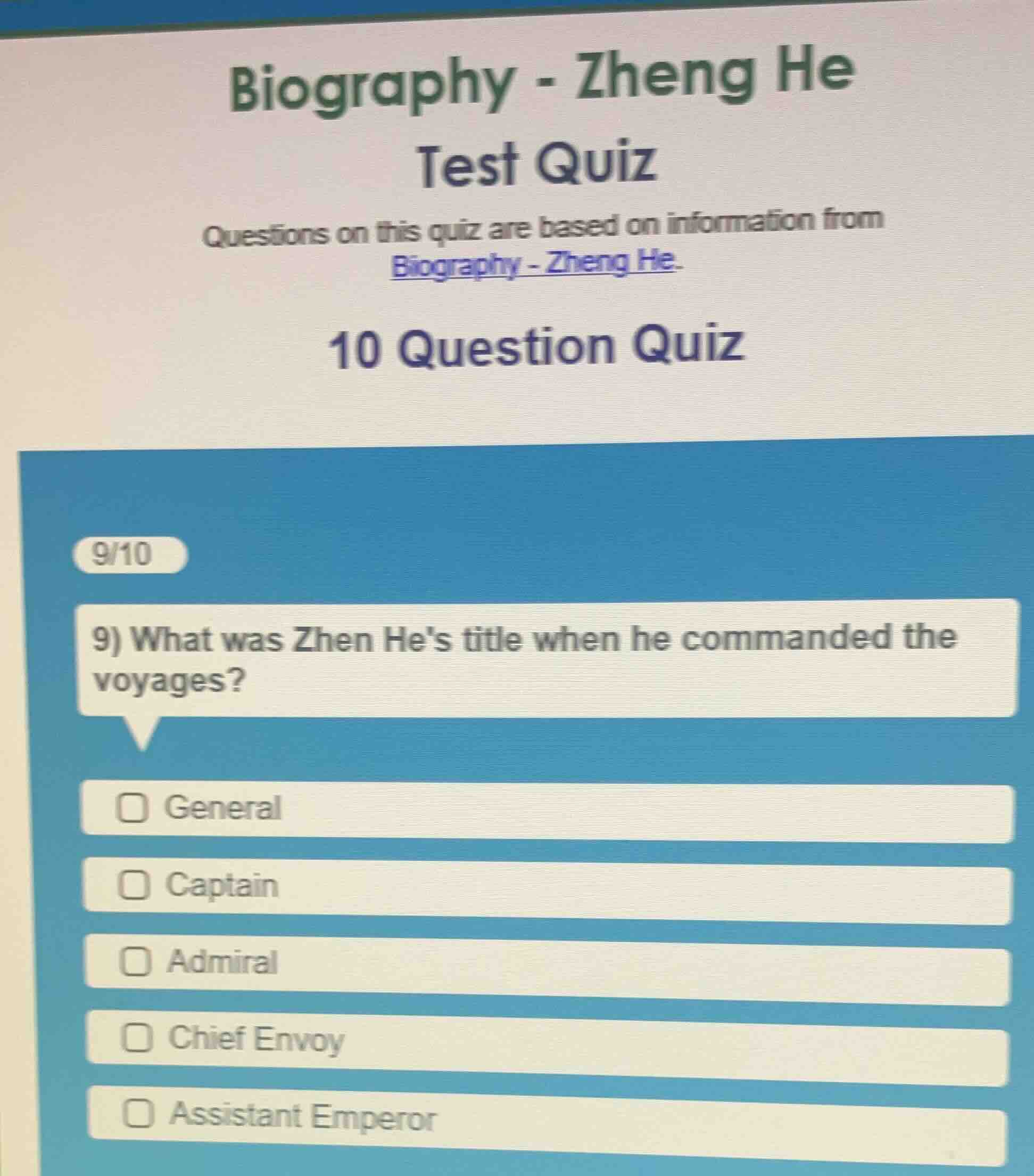 biography - zheng he test quiz questions on this quiz are based on info…