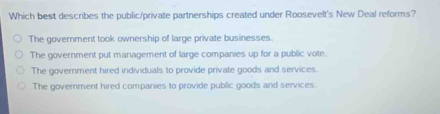 which best describes the public/private partnerships created under roos…