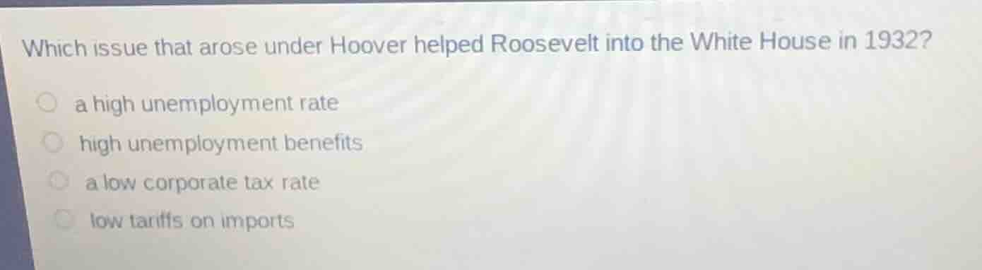which issue that arose under hoover helped roosevelt into the white hou…