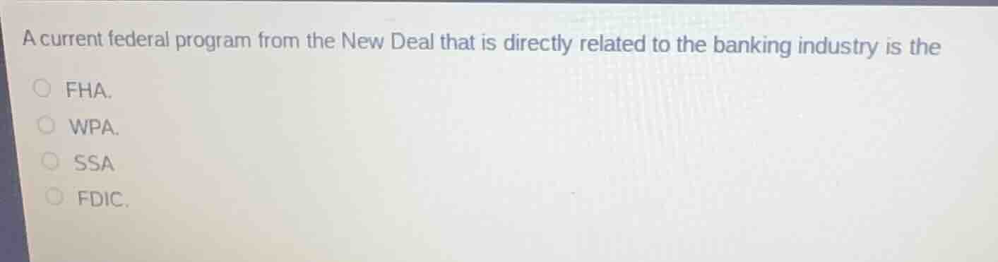 a current federal program from the new deal that is directly related to…