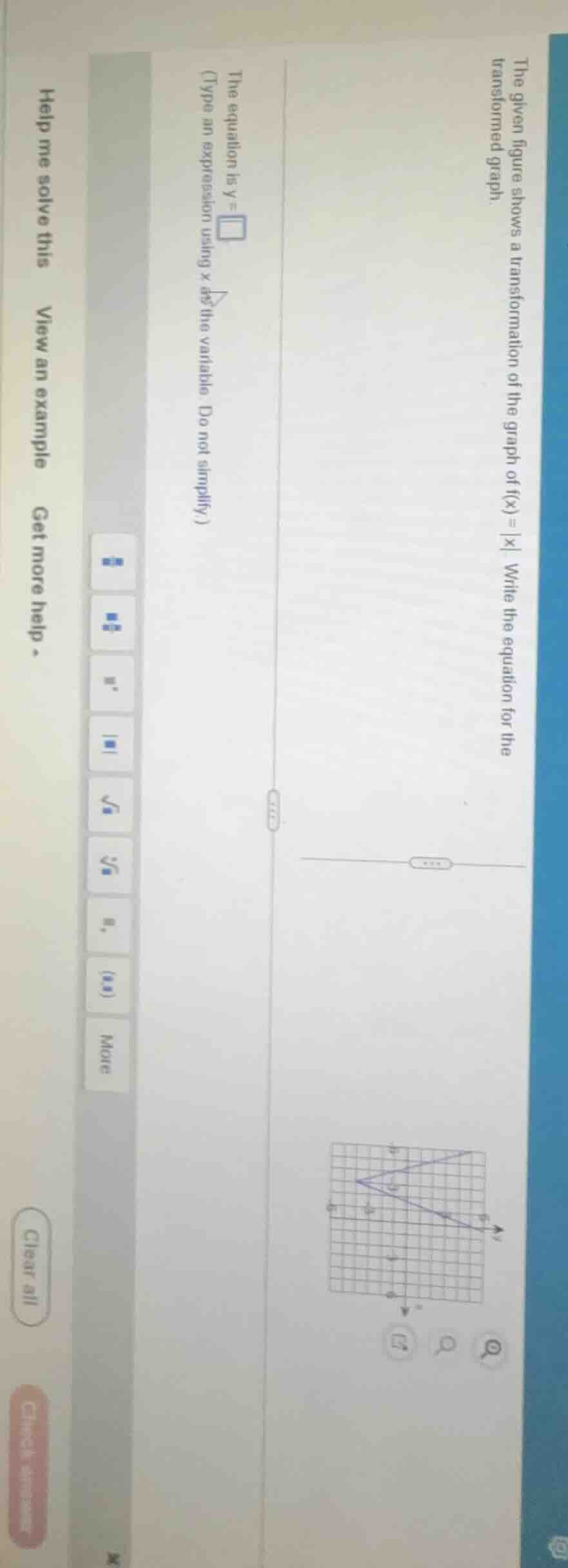 the given figure shows a transformation of the graph of $f(x)=|x|$ writ…