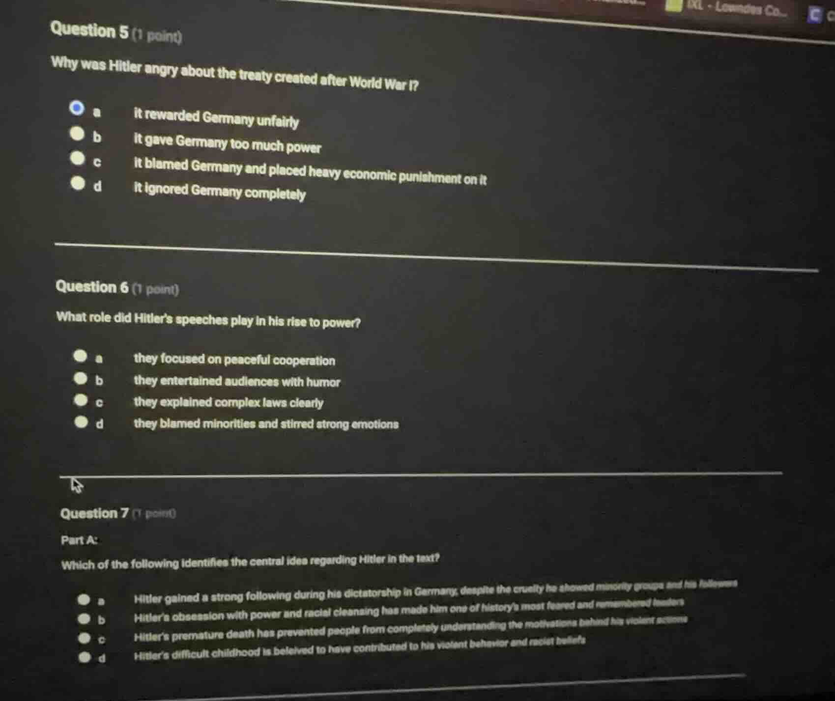 question 5 (1 point) why was hitler angry about the treaty created afte…