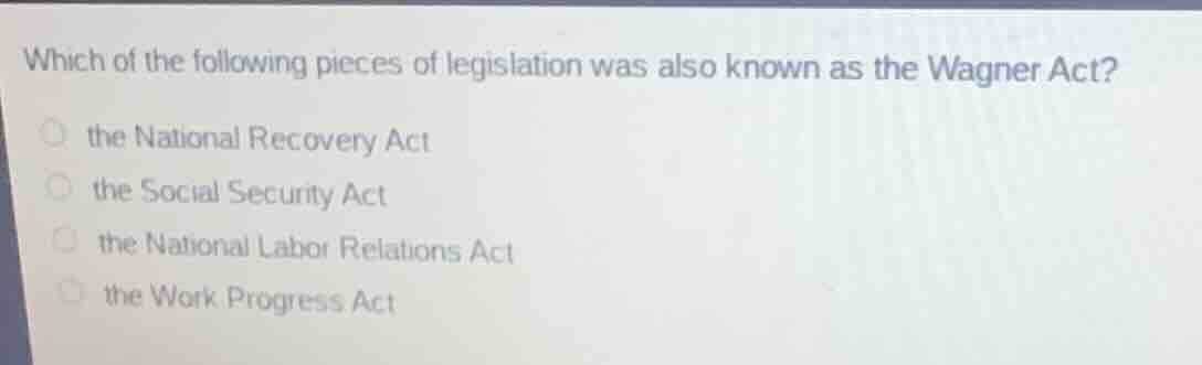 which of the following pieces of legislation was also known as the wagn…