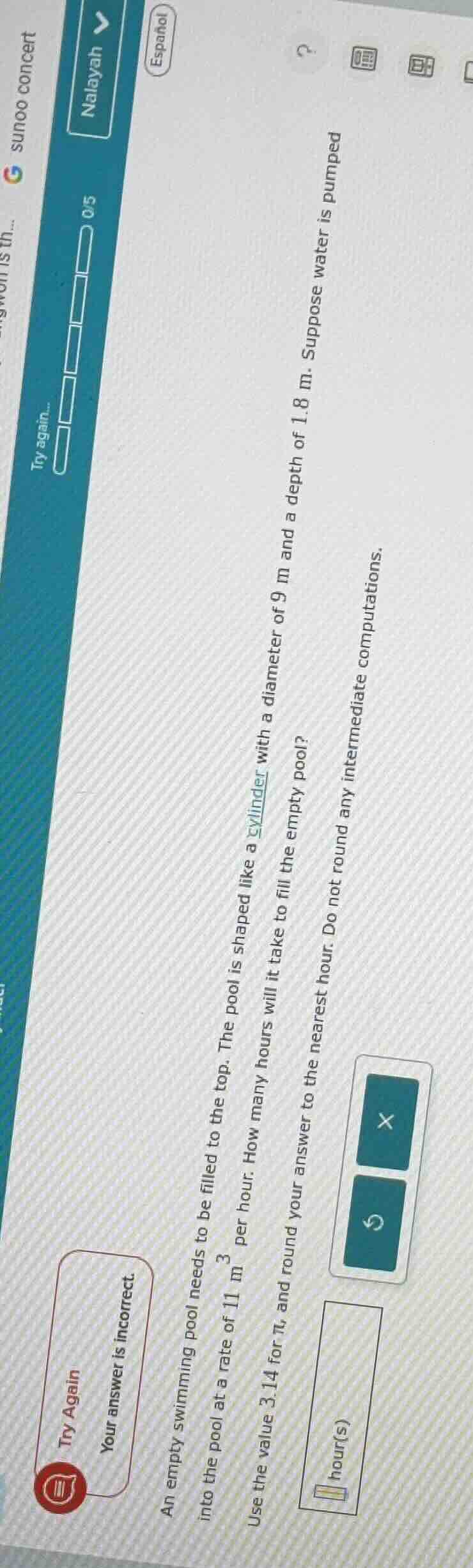 an empty swimming pool needs to be filled to the top. the pool is shape…