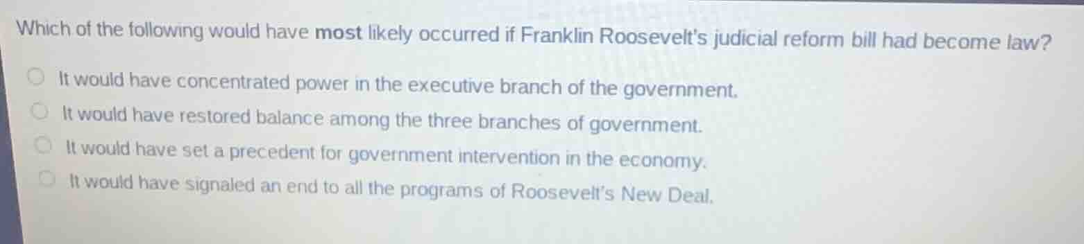 which of the following would have most likely occurred if franklin roos…