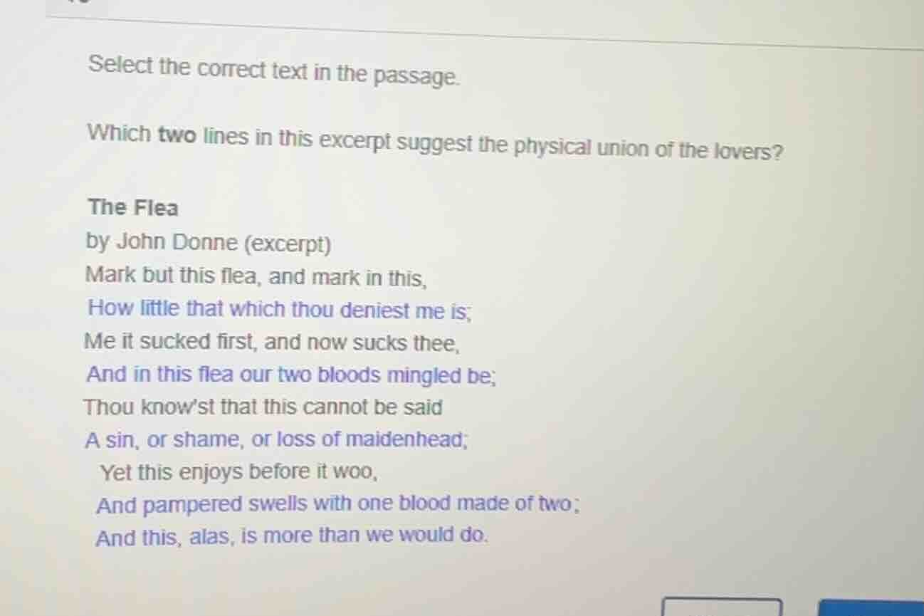select the correct text in the passage. which two lines in this excerpt…