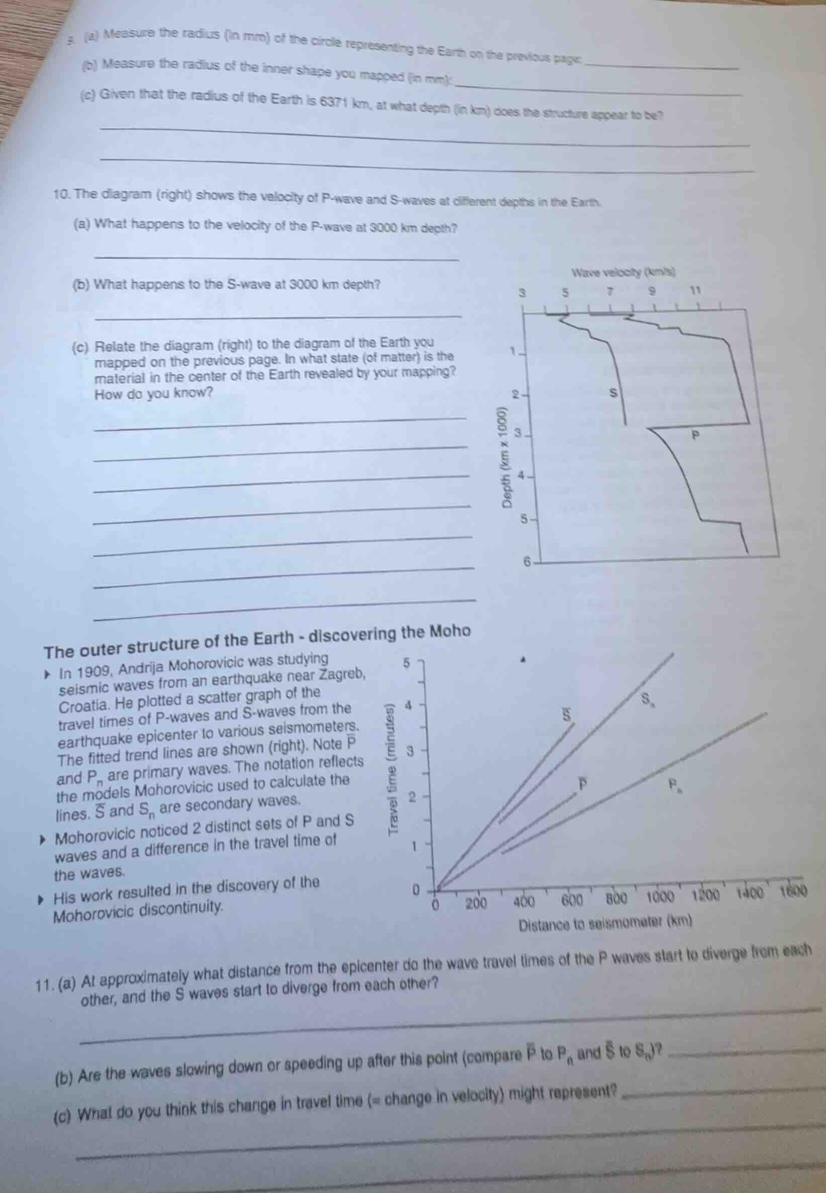 9. (a) measure the radius (in mm) of the circle representing the earth …