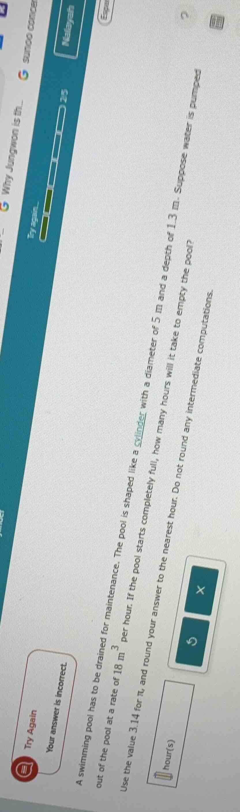 a swimming pool has to be drained for maintenance. the pool is shaped l…