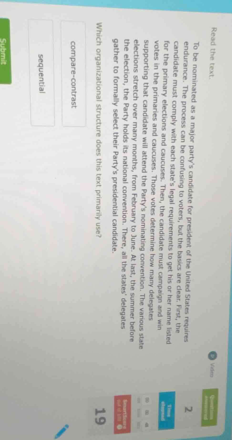 read the text. to be nominated as a major partys candidate for presiden…