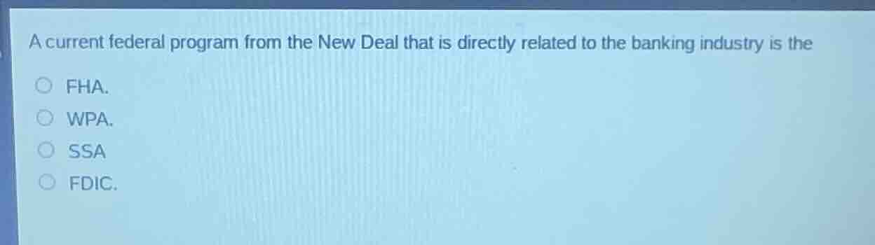 a current federal program from the new deal that is directly related to…