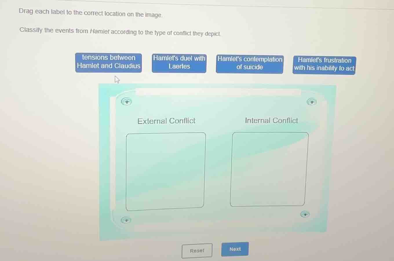 drag each label to the correct location on the image. classify the even…