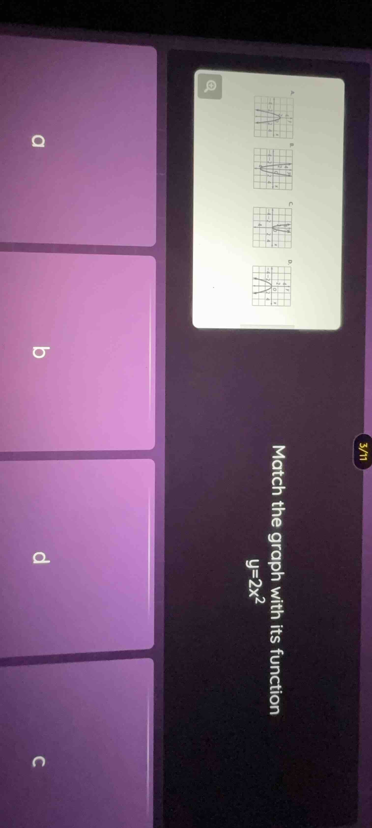 match the graph with its function y=2x²