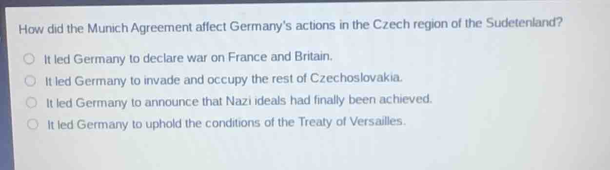 how did the munich agreement affect germanys actions in the czech regio…