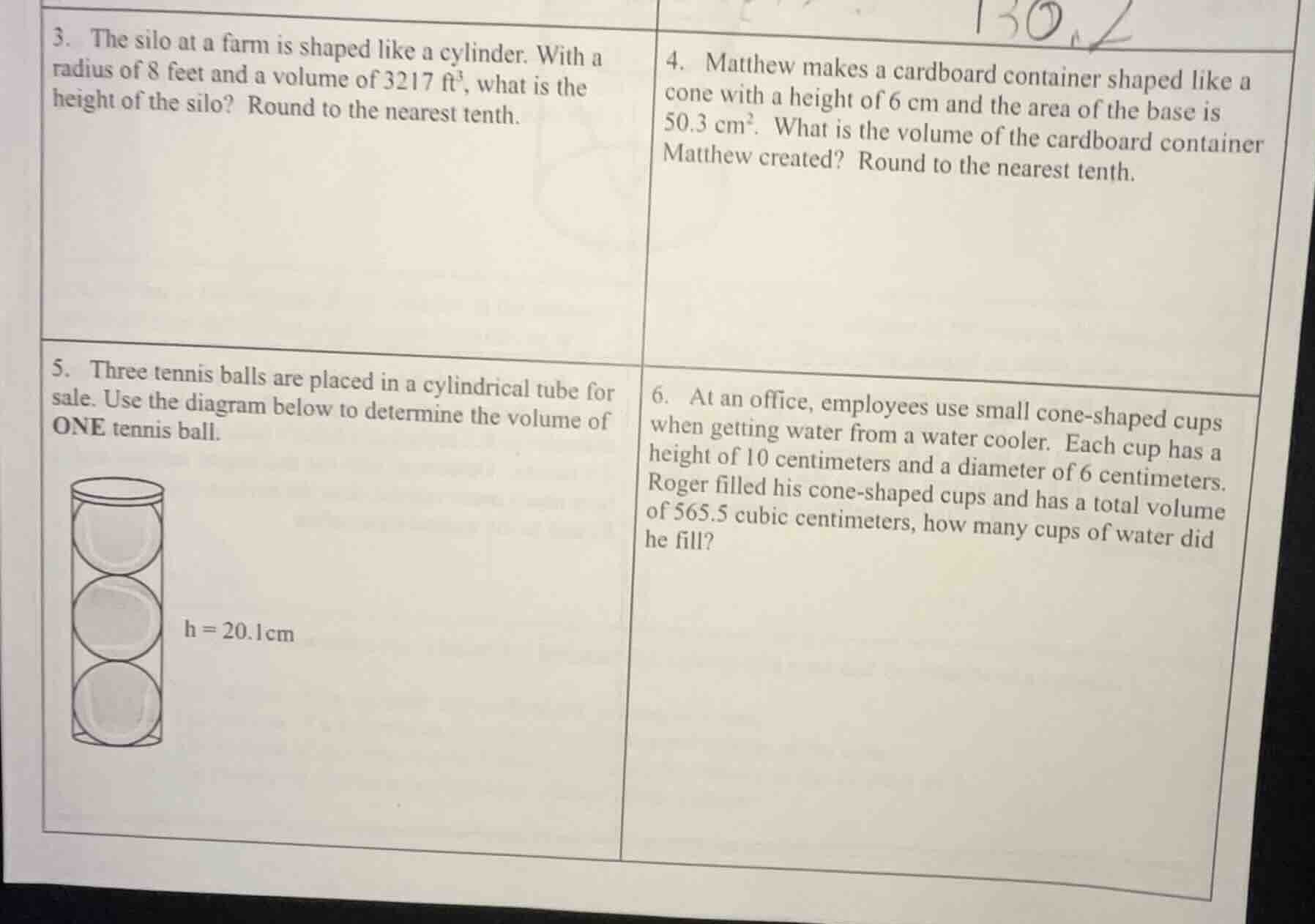 3. the silo at a farm is shaped like a cylinder. with a radius of 8 fee…