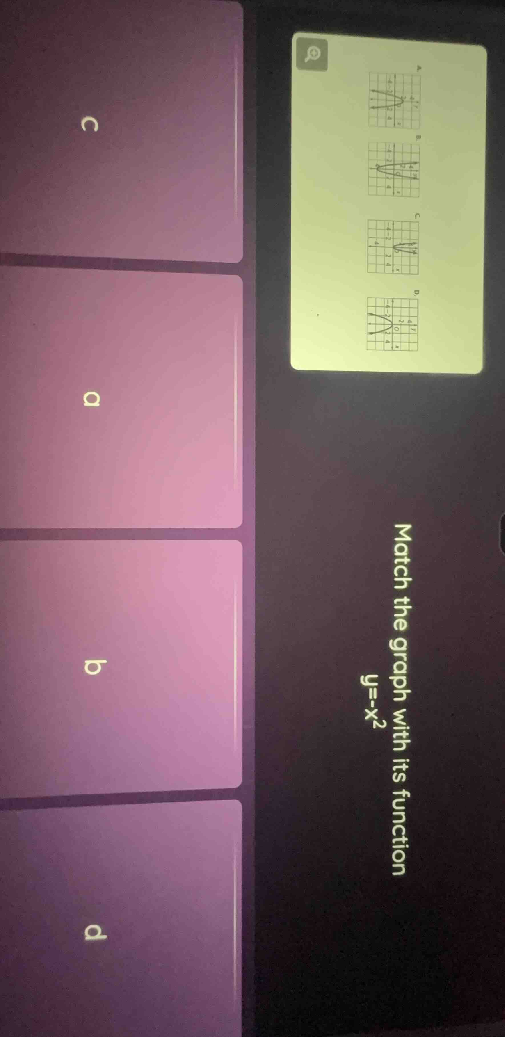 match the graph with its function y=-x²