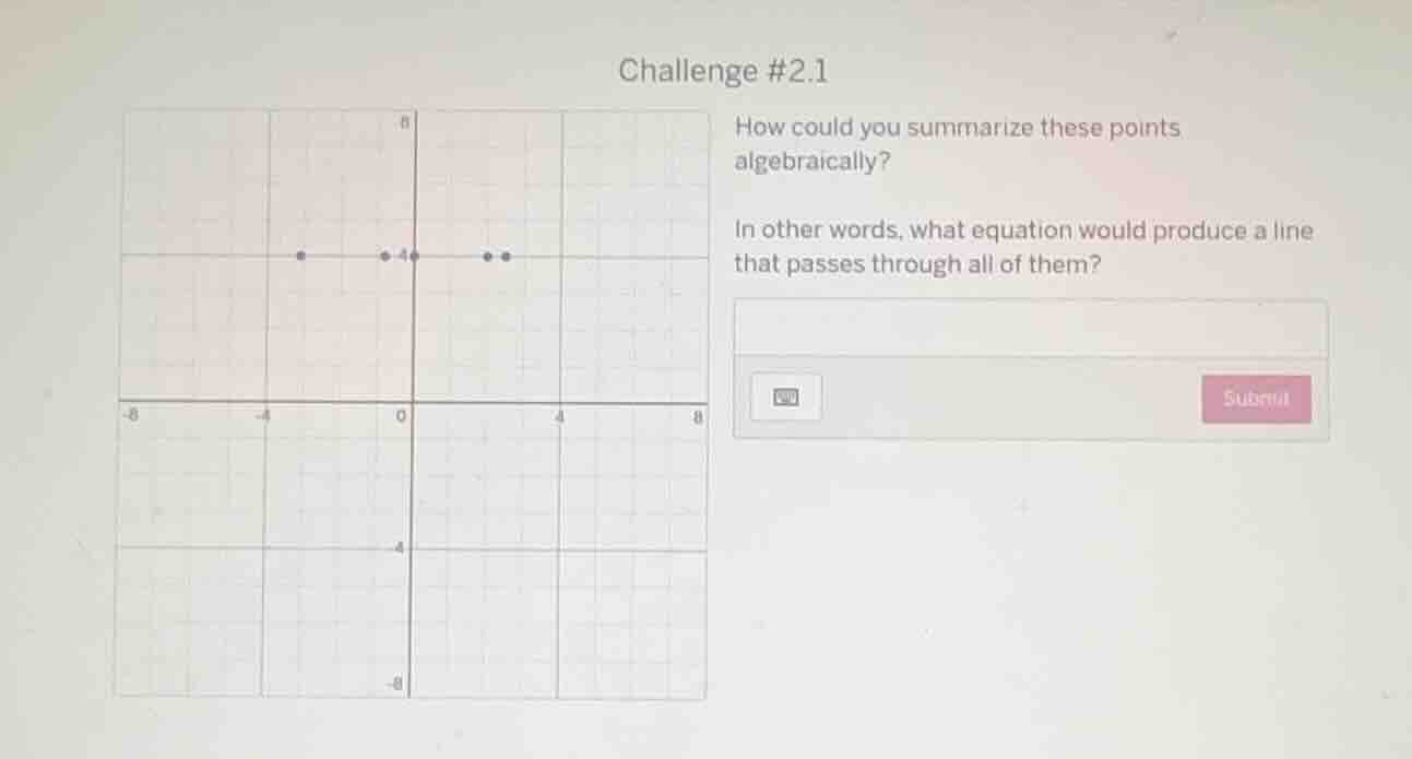 challenge #2.1 how could you summarize these points algebraically? in o…