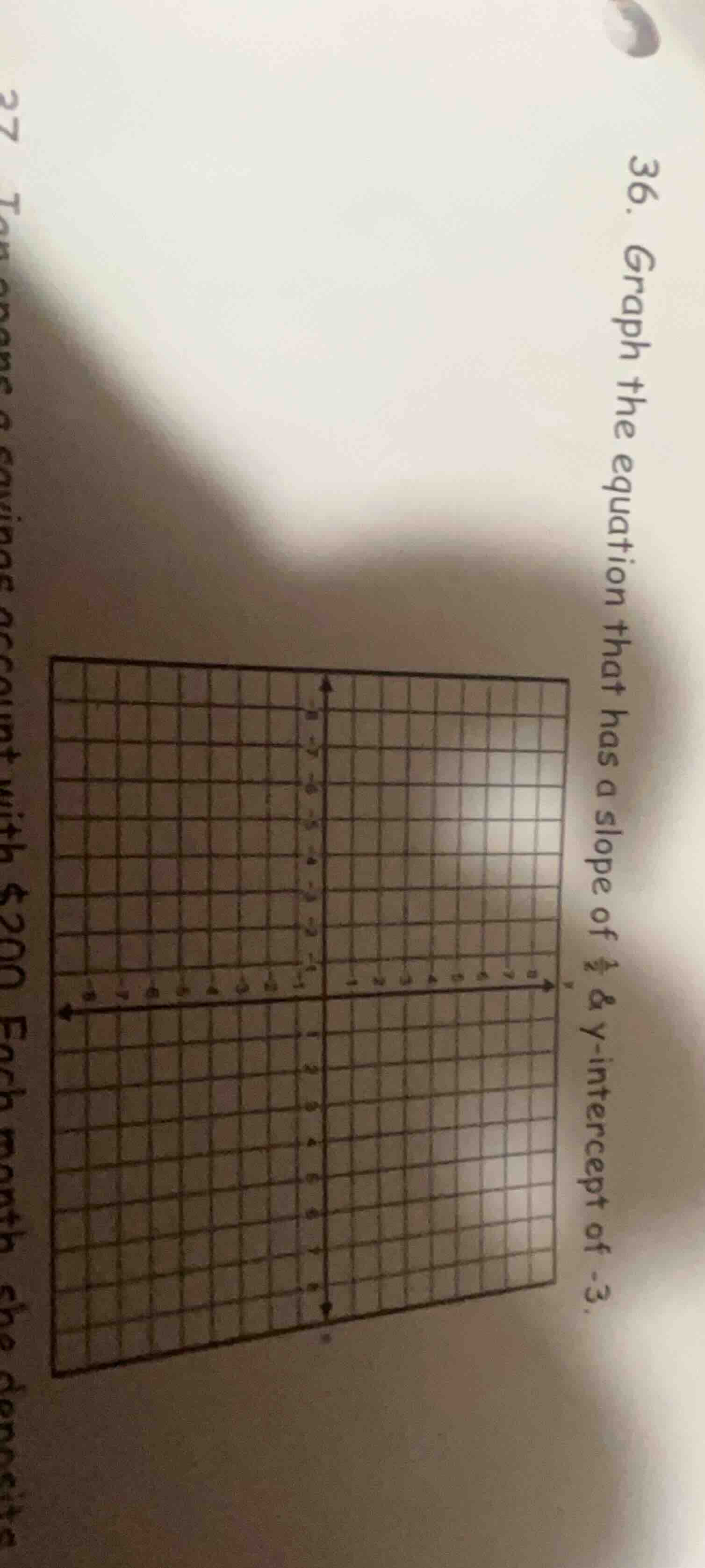 36. graph the equation that has a slope of \\(\\frac{1}{2}\\) & y-inter…