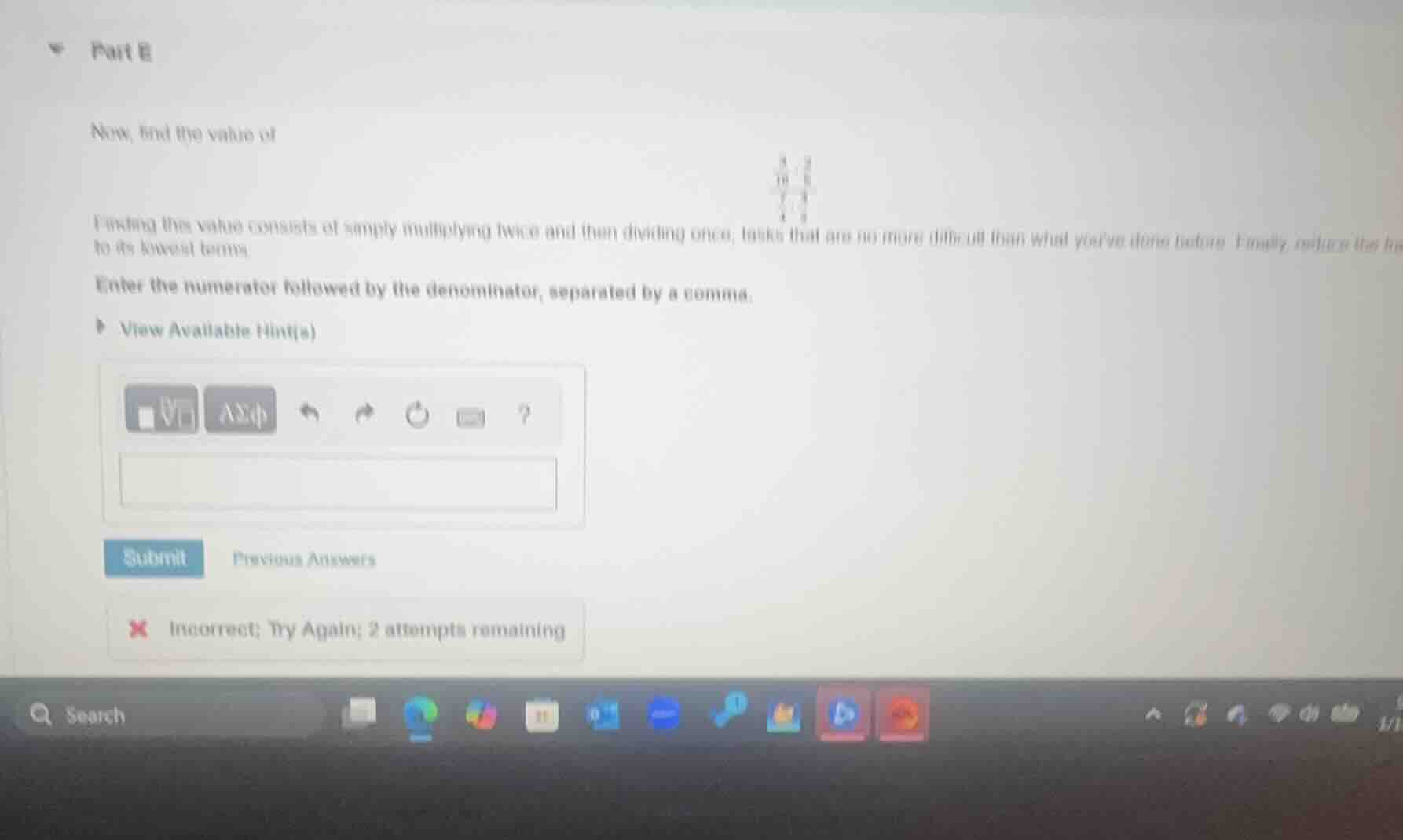 part e now, find the value of \\(\\frac{\\frac{3}{16} \\cdot \\frac{2}{…