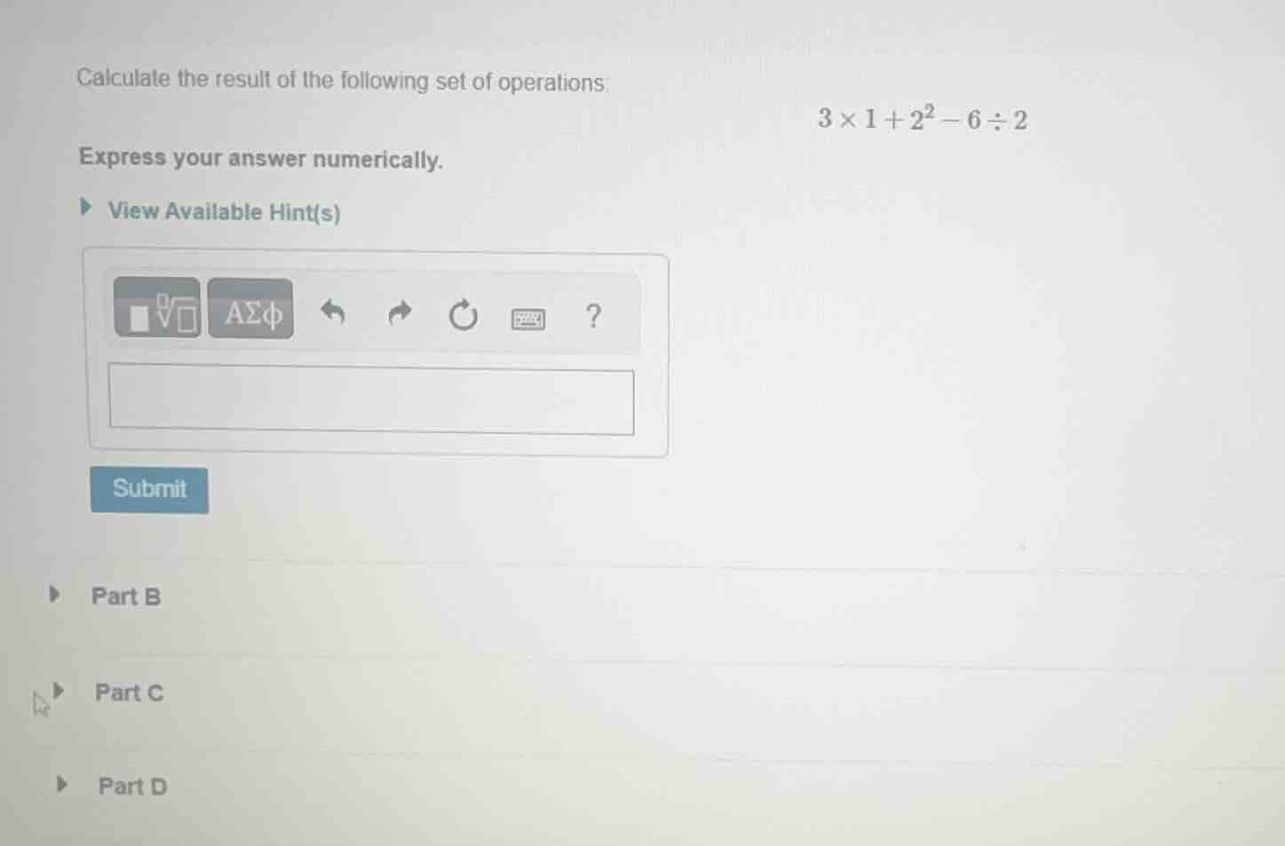calculate the result of the following set of operations: $3 \\times 1 +…