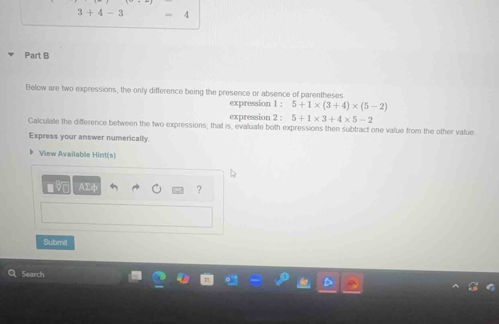 part b below are two expressions, the only difference being the presenc…