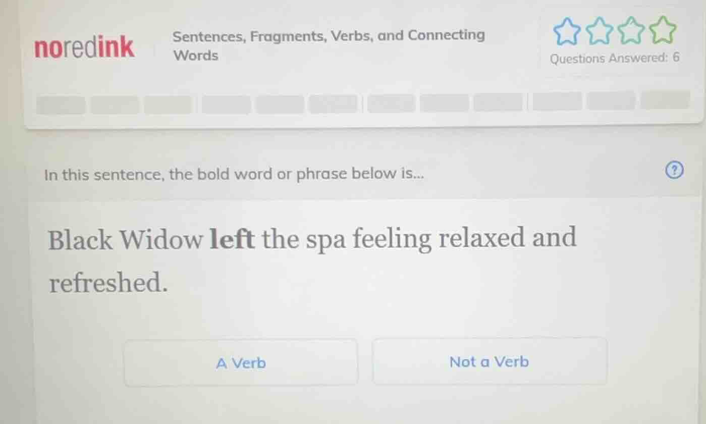 in this sentence, the bold word or phrase below is... black widow left …